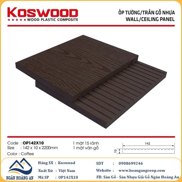 Thanh Lam Đa Năng Gỗ Nhựa Ngoài Trời Kosmos OP142X2.2M Coffee